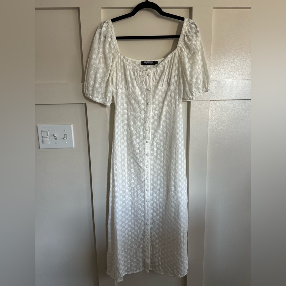 Fashion Union White Puff Sleeve Dress